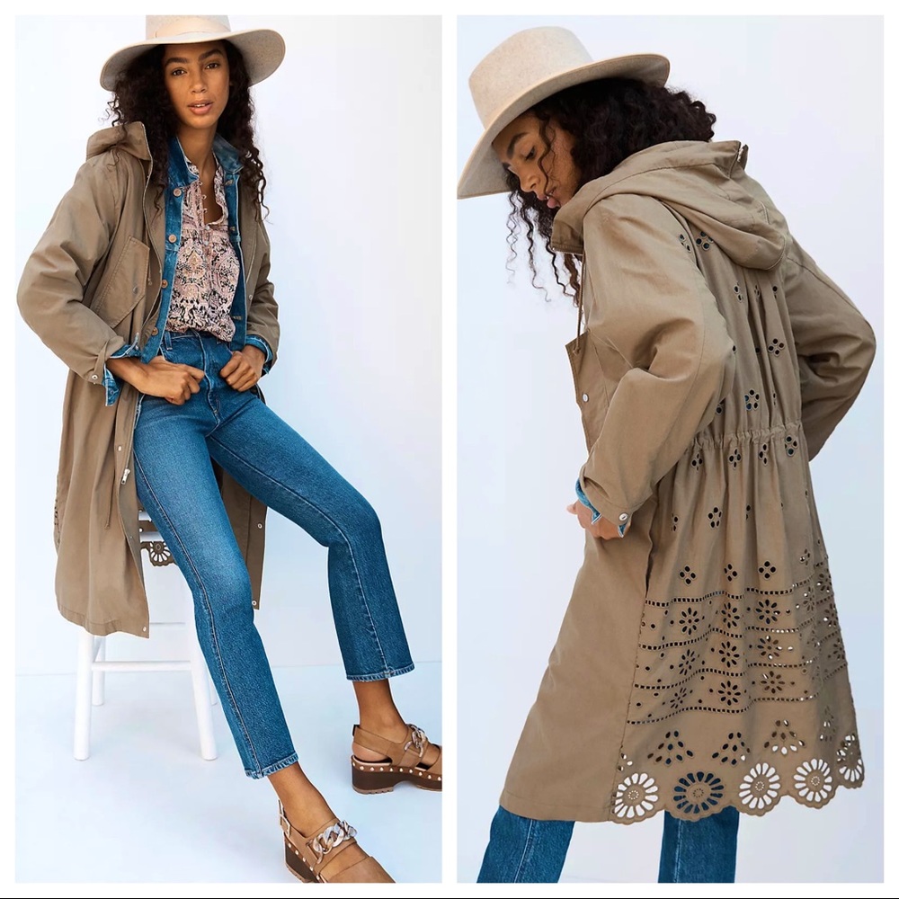 Anthropologie Harriet Embroidered Utility Coat